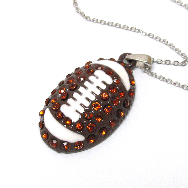 CRYSTAL FOOTBALL PENDANT NECKLACE