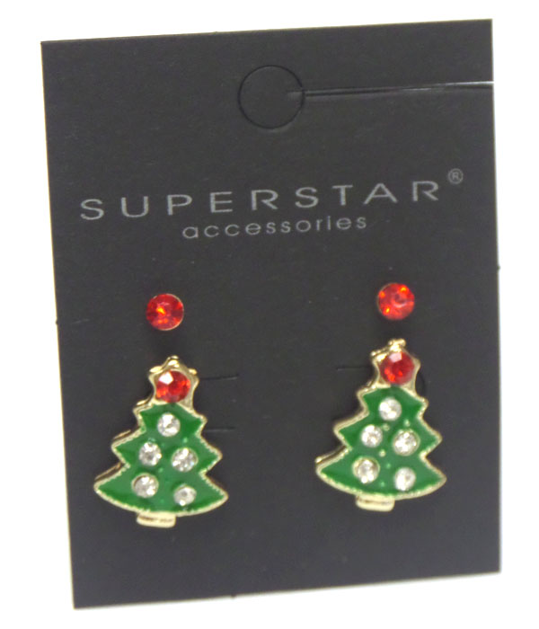 CHRISTAMS SET TREES AND CRYSTAL EARRINGS 