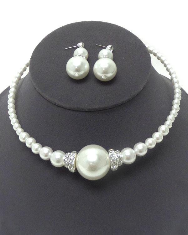 PEARL CHOKER WITH CRYSTALS NECKLACE SET