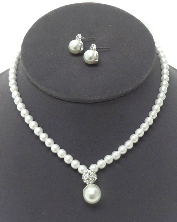 PEARL WITH SINGLE PEARL PENDANT NECKLACE SET