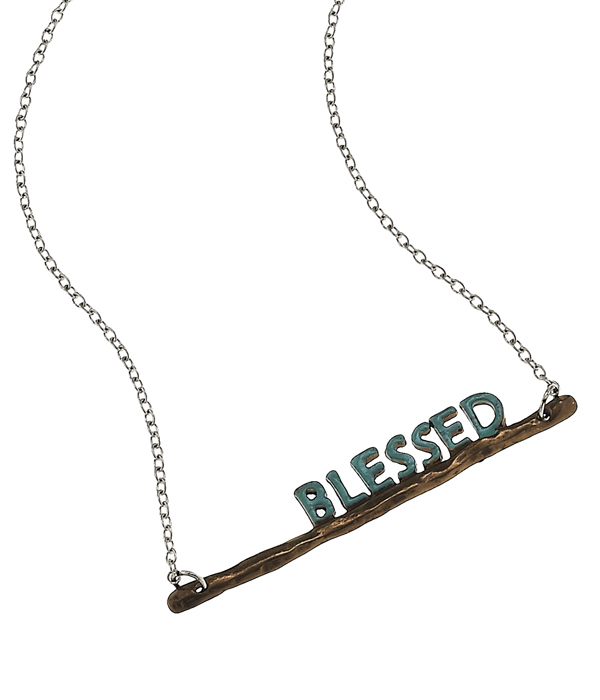 HANDMADE BRASS AND PATINA BLESSED NECKLACE