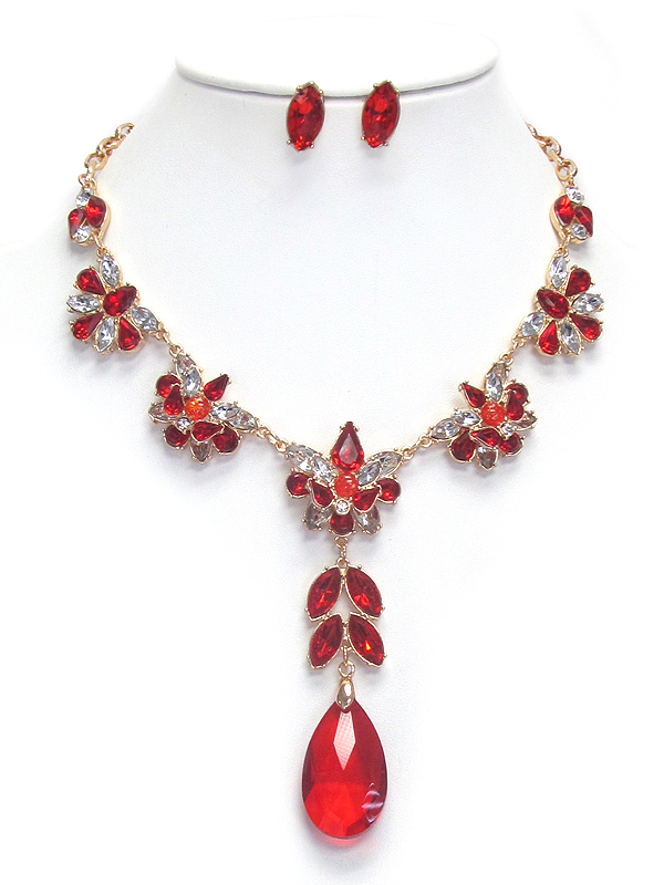 FACET STONE AND CRYSTAL NECKLACE SET