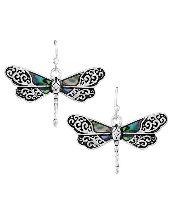 ABALONE DRAGONFLY EARRING