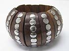 METAL STUD WOOD STRETCH BRACELET