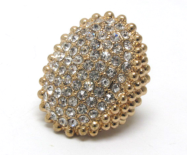 PUFFY STYLE CRYSTAL AND METAL BALL COMBO STRETCH RING