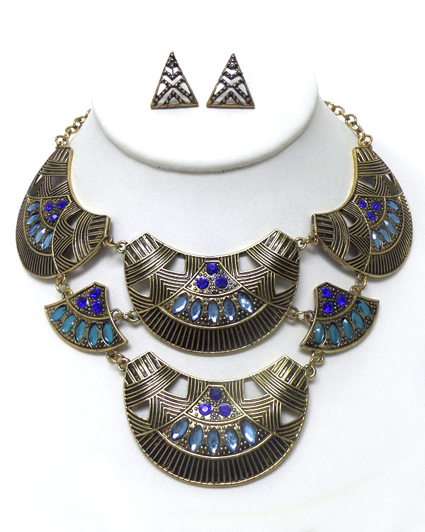 TRIBAL STYLE TEXTURED METAL NECKLACE SET