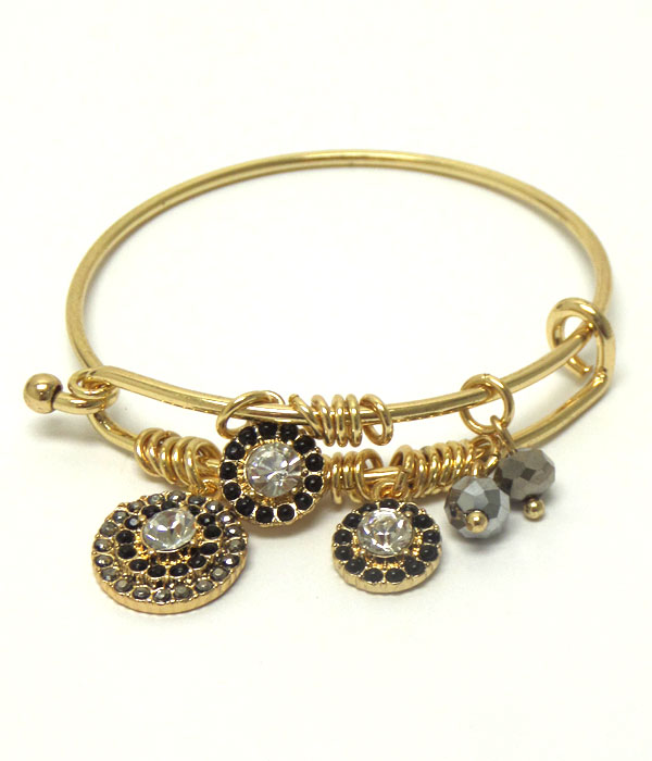 BALL CHAIN WITH STONE CAHRM BANGLE BRACELET