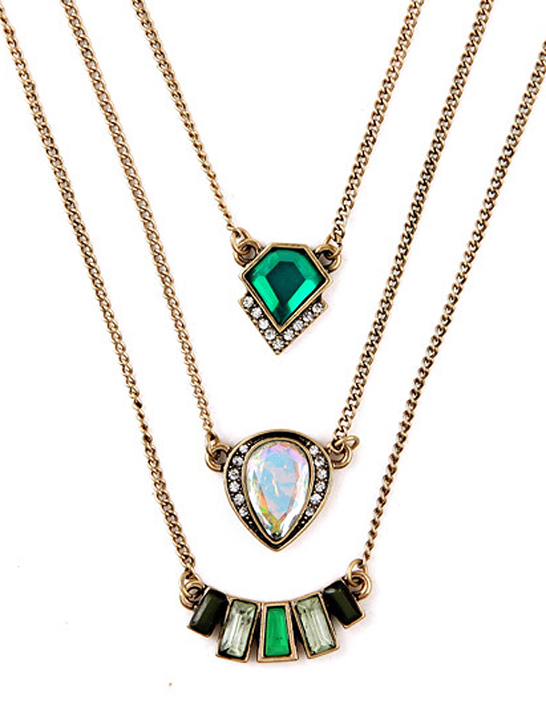 BOUTIQUE STYLE TRIPLE LAYER MIXED STONE NECKLACE