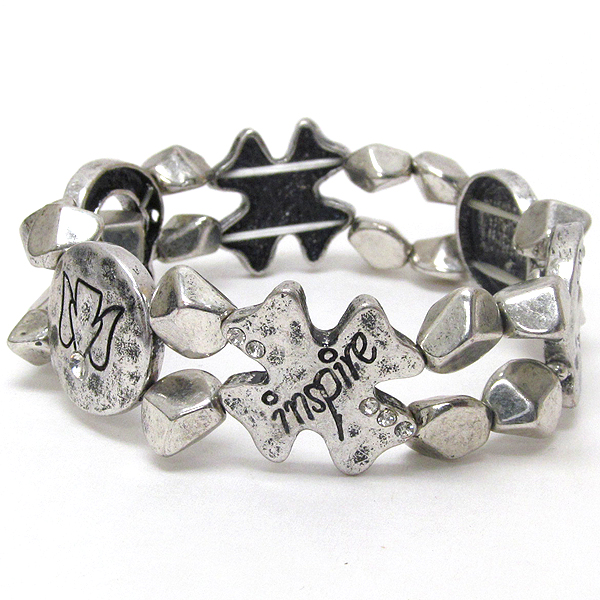 CRYSTAL DECO LUCKY THEME AND INSPIRATION MESSAGE STRETCH BRACELET