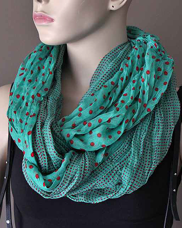 100% POLYESTER MIXED DOT INFINITE SCARF