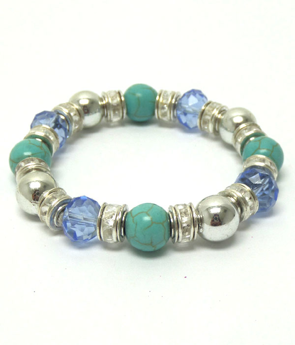 TURQUOISE STONE AND GLASS BRACELET 