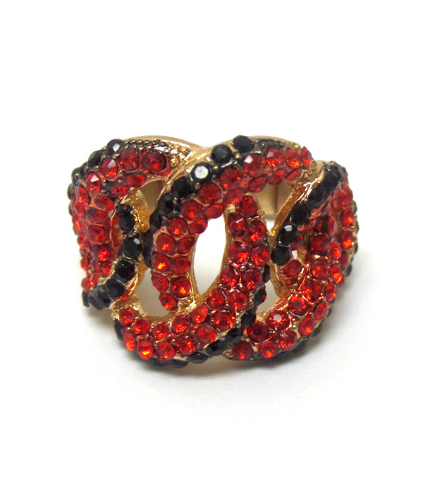 FOUR OVALS LINKED MULTI COLOR RING 