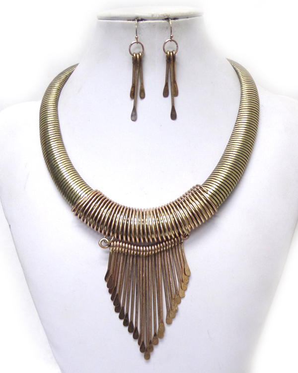 MULTI METAL BAR DROP THICK SNAKE CHAIN NECKLACE SET
