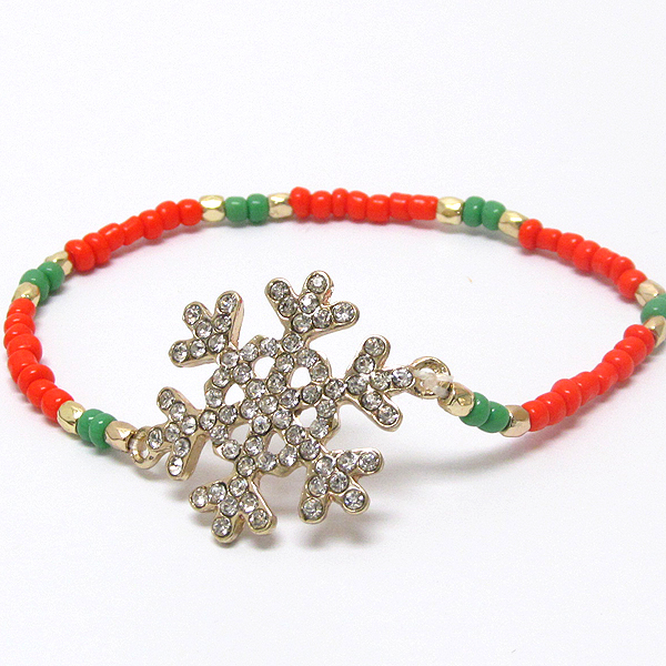CRYSTAL SNOWFLAKE AND CHIPSTONE STRETCH BRACELET