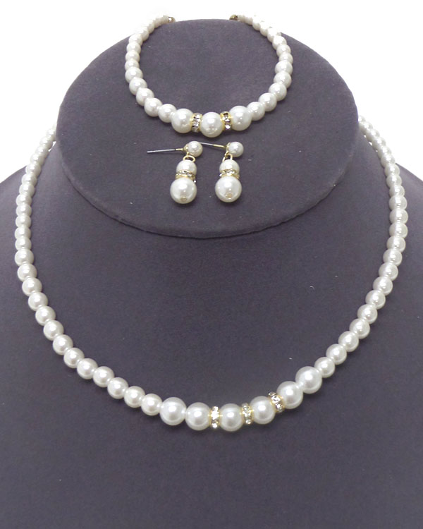 PEARL WITH CRYSTALS NECKLACE AND BRACELET SET