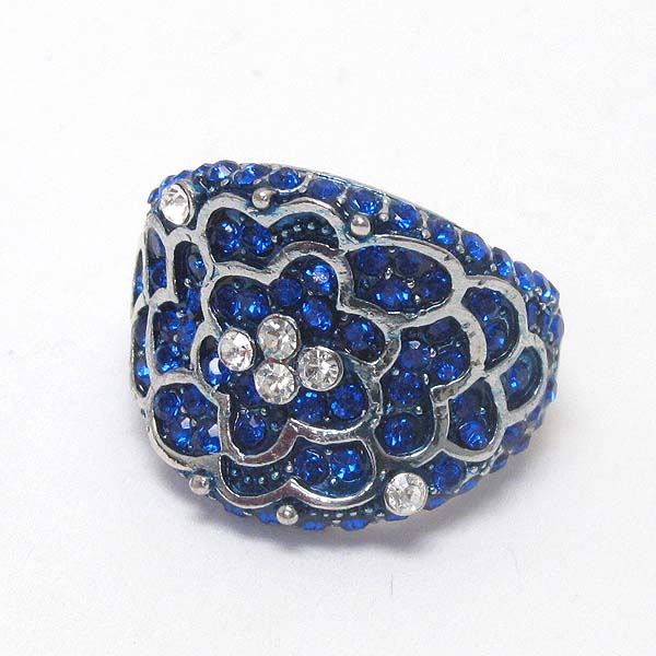 CRYSTAL STUD FLOWER TEXTURE STRETCH RING