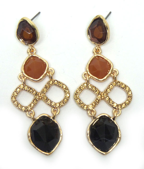 TEARDROP WITH CRYSTALS AND STONES DROP EARRINGS