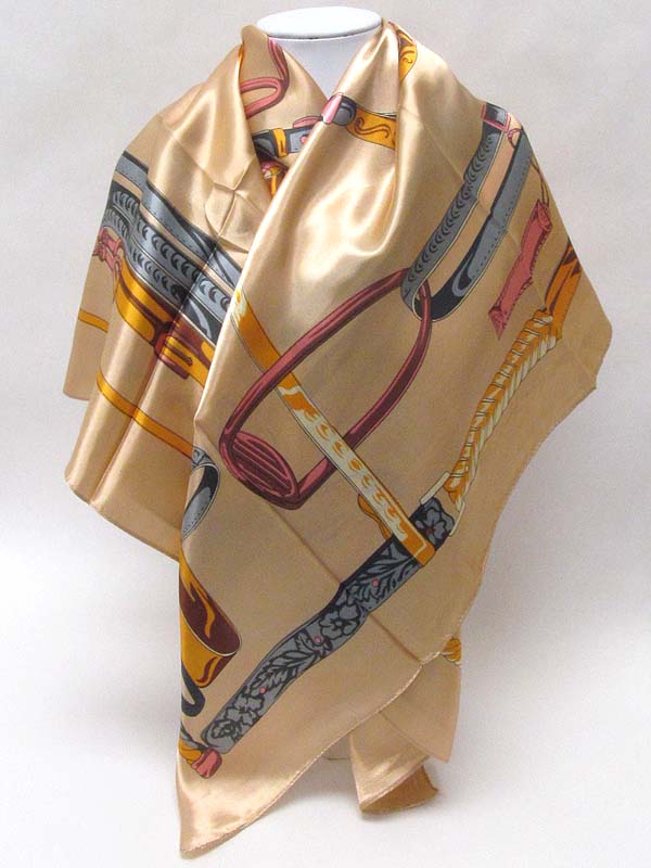 LUXURY DESIGNER STYLE PATTERN SQUARE SCARF?100% WATER SILK POLY