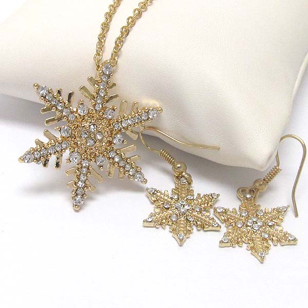 CRYSTAL SNOWFLAKE NECKLACE EARRING SET - CHRISTMAS