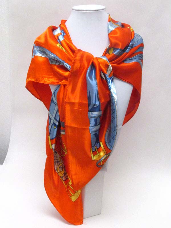 LUXURY DESIGNER STYLE PATTERN SQUARE SCARF?100% WATER SILK POLY