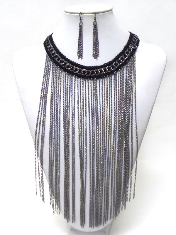 CHAIN WITH TASSEL DROP NECKLACE SET 