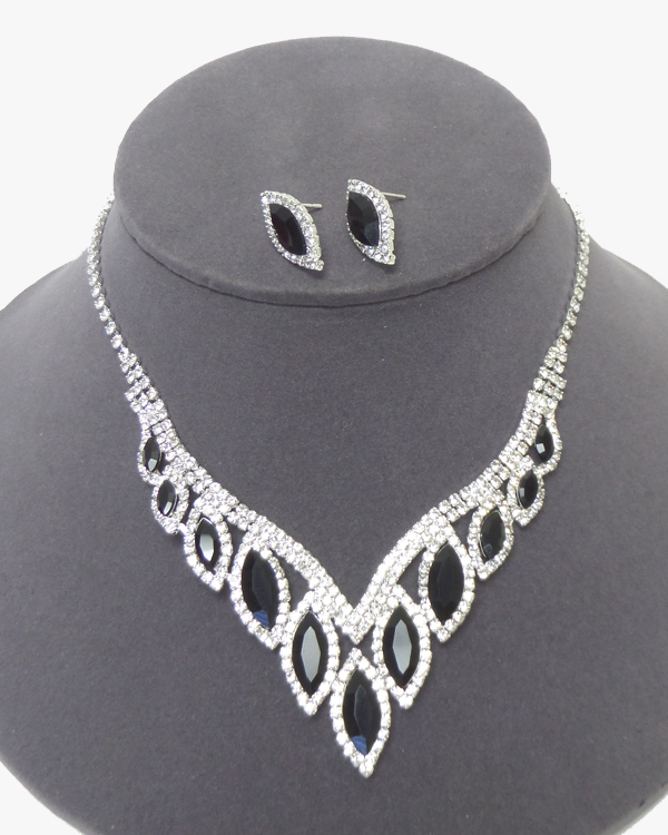 SINGLE LAYER CRYSTALS LINKED NECKLACE SET 