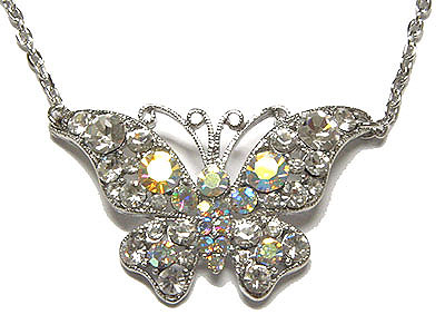 Crystal Wholesale Jewelry on N1253sl 10158 Wholesale Costume Jewelry Crystal Butterfly Necklace