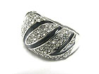 CRYSTAL AND ENAMEL STRIPE FASHION METAL RING