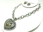 CRYSTAL EDGE METAL HEART PENDANT NECKLACE SET