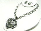 CRYSTAL EDGE METAL HEART PENDANT NECKLACE SET