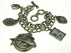 ANTIQUE STYLE MULTI CHARM TOGGLE BRACELET