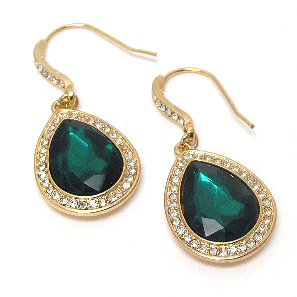 FACET TEARDROP GLASS AND CRYSTAL DECO DROP EARRING