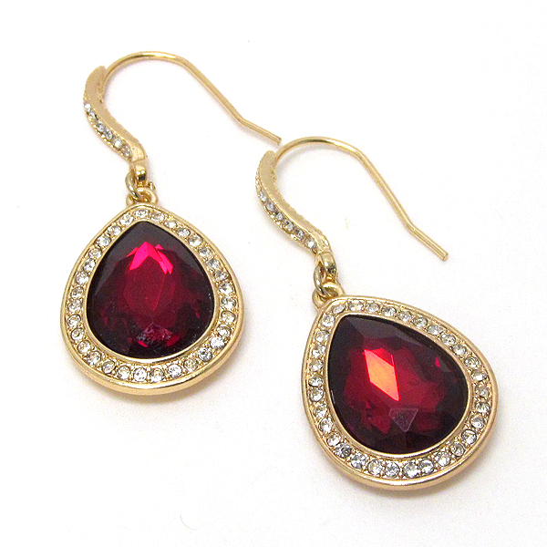 FACET TEARDROP GLASS AND CRYSTAL DECO DROP EARRING