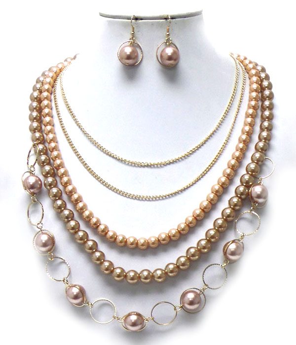 CHAIN AND BEADS LAYER NECKLACE SET