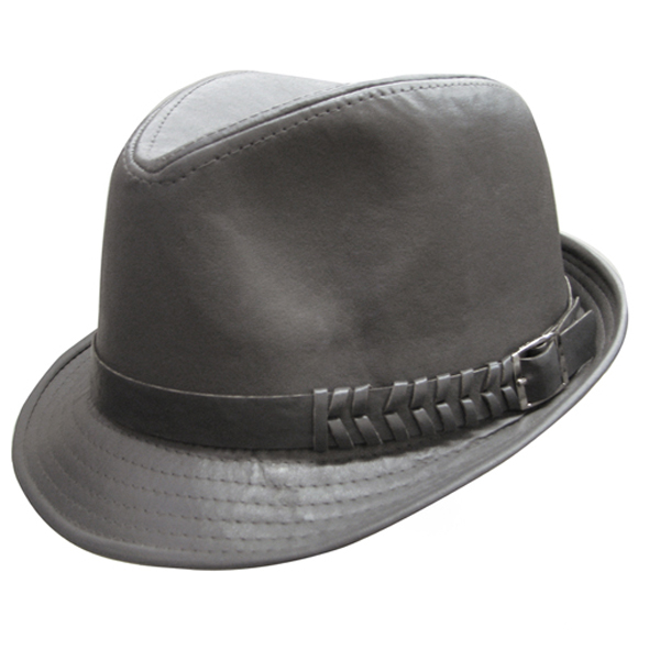 100% POLYESTER FAUX LEATHER FEDORA