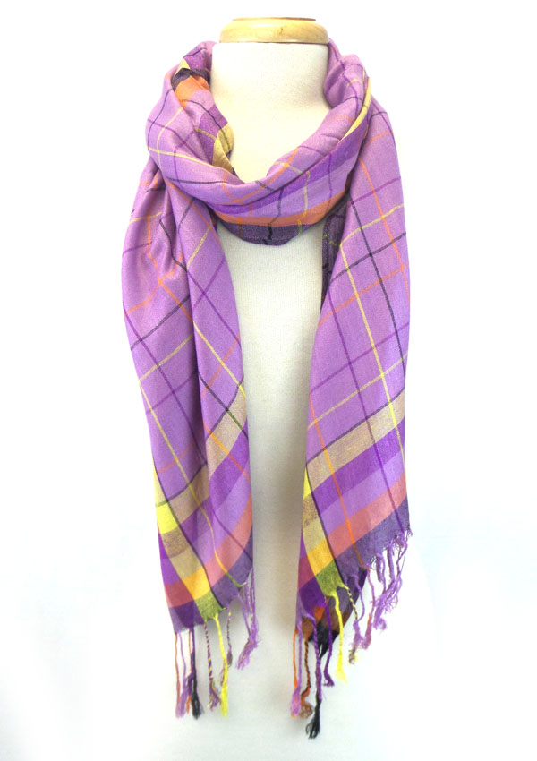 CHECKERS PRINT WITH TASSEL SCARF