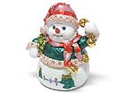CRYSTAL DECO RED JINGLE SNOWMAN JEWELRY BOX