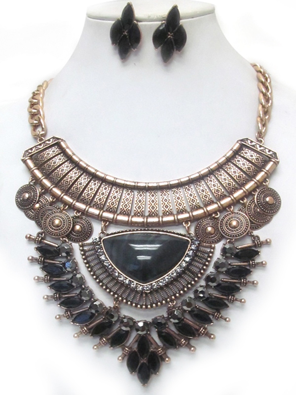 LUXURY CLASS MULTI CRYSTAL DECO CHUNKY STATEMENT NECKLACE SET