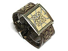 DESIGNER PATTERN INSPIRED DIAL AND LEATHER BAND WATCH