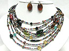 MULTI ROW SEED BEADS AND GLASS BEADS NECKLACE SET