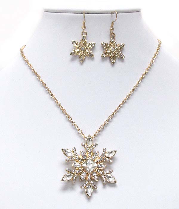 CRYSTAL DECO SNOWFLAKE NECKLACE EARRING SET
