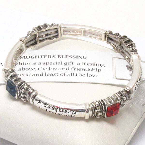 INSPIRATION MESSAGE STRETCH BRACELET - DAUGHTERS BLESSING - BOOKMARK INCLUDED