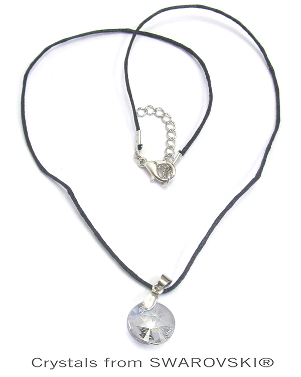 GENUINE SWAROVSKI CRYSTAL SEMPLICE ROUND PENDANT NECKLACE - HANDCRAFTED IN THE USA