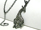 CRYSTAL STUD GIRAFFE PENDANT LONG NECKLACE
