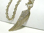 CRYSTAL STUD WING PENDANT TOGGLE CHAIN NECKLACE