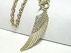 CRYSTAL STUD WING PENDANT TOGGLE CHAIN NECKLACE