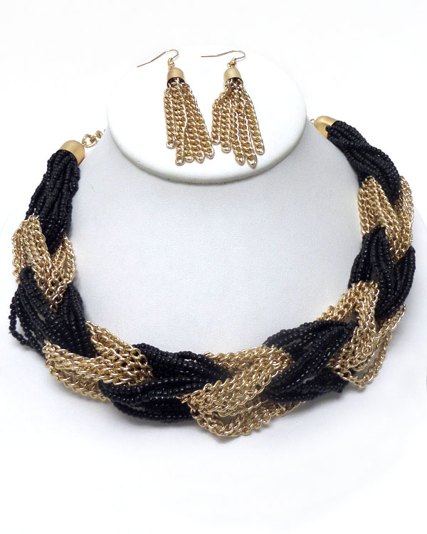 TWISTED SEED BEADS NECKLACE SET