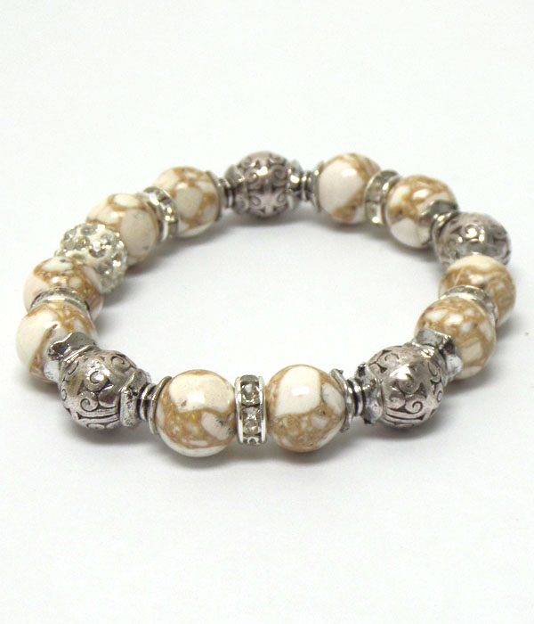 STONE AND BEADS WITH CRYSTALS BRACELET 