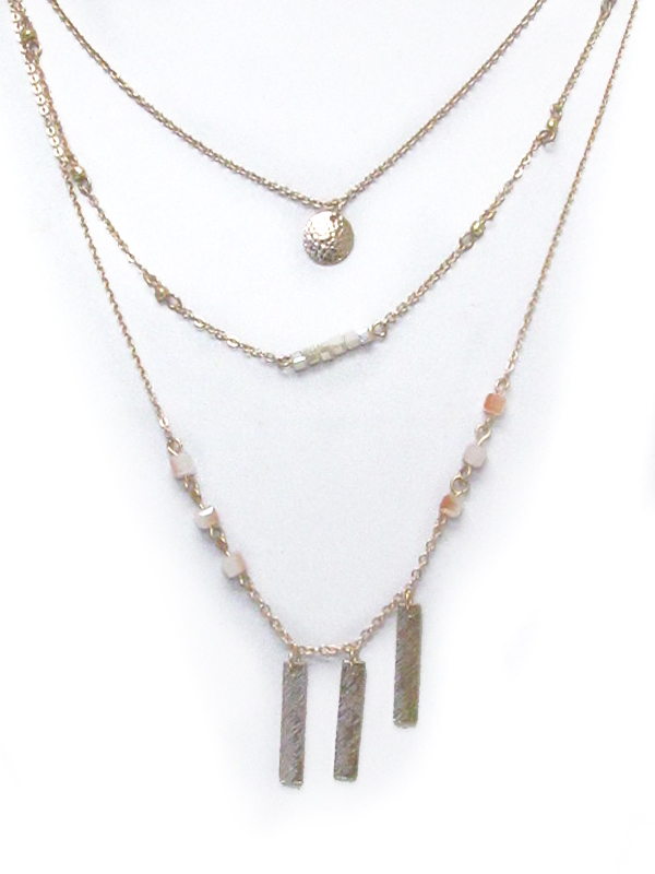 BOHEMIAN STYLE TRIPLE LAYER BEAD ACCENT NECKLACE SET