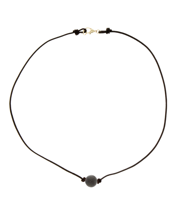 HAND KNOTTED LEATHER AND GENUINE STONE CHOKER NECKLACE
